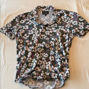 Bonobos Floral Casual Button Down Shirt - Green and White